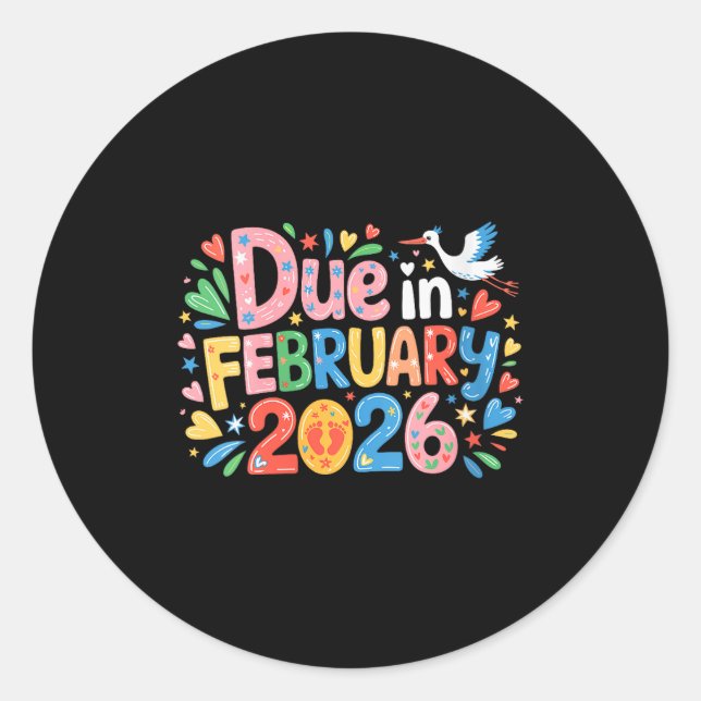 Adesivo Redondo Womens Coming February 2026 Due In New Baby Mommy  (Frente)