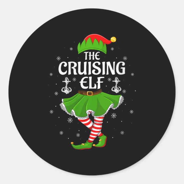 Adesivo Redondo Womens Cruising Elf Christmas Family Girls Women E (Frente)