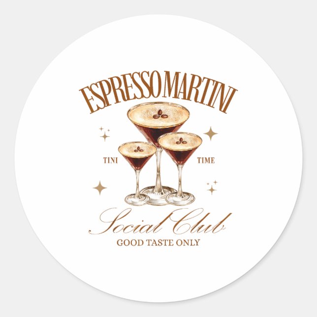 Adesivo Redondo Womens Espresso Martini Social Club Drinking Tail  (Frente)