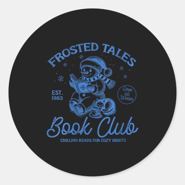 Adesivo Redondo Womens Funny Christmas Snowman Frosted Tales Book  (Frente)