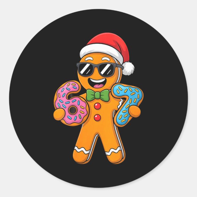 Adesivo Redondo Womens Funny Gingerbread Six Seven 67 Ice Cream Ch (Frente)