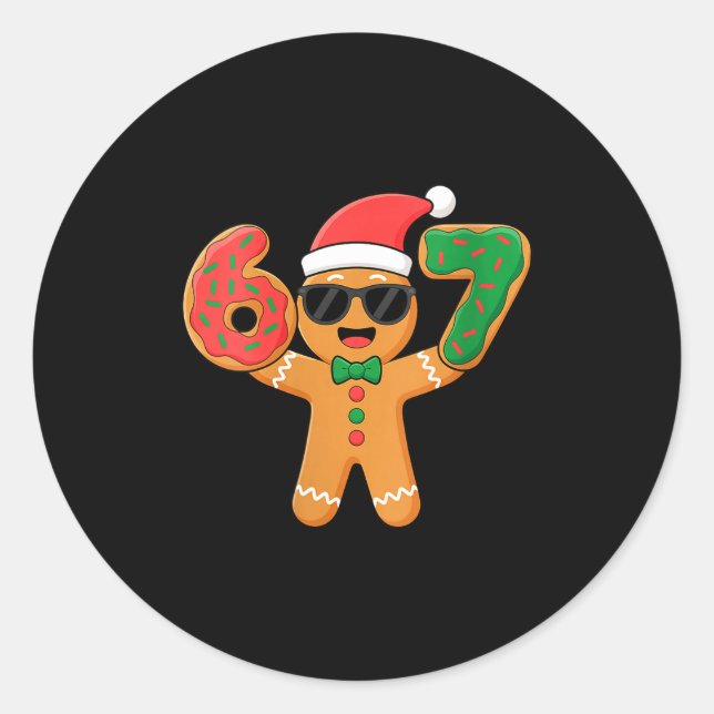 Adesivo Redondo Womens Funny Gingerbread Six Seven 67 Ice Cream Dr (Frente)
