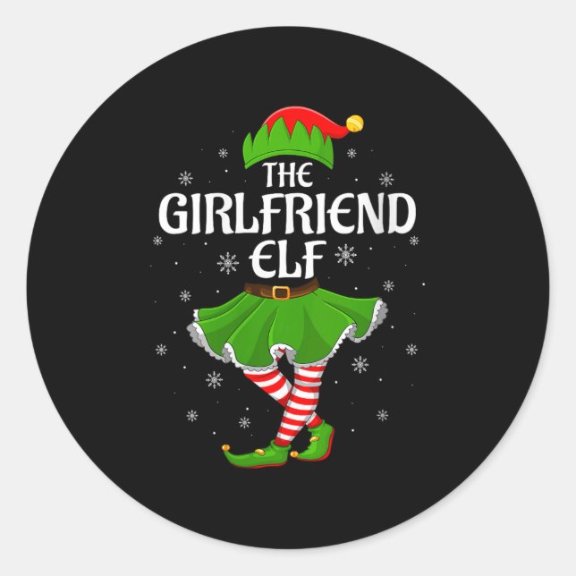 Adesivo Redondo Womens Girlfriend Elf Christmas Family Girls Women (Frente)