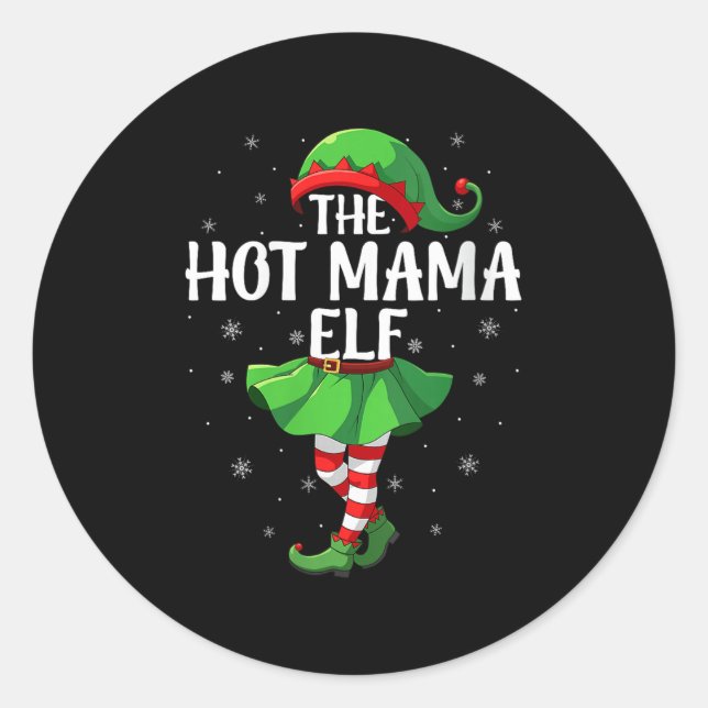 Adesivo Redondo Womens Hot Mama Elf Christmas Girls Women Elf Squa (Frente)