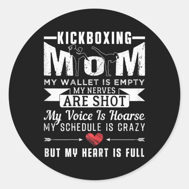 Adesivo Redondo Womens Kickboxing Mom Kickboxer Funny Quotes Fan G (Frente)