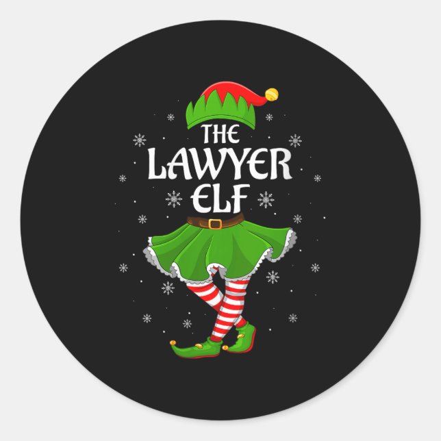 Adesivo Redondo Womens Lawyer Elf Christmas Family Girls Women Elf (Frente)