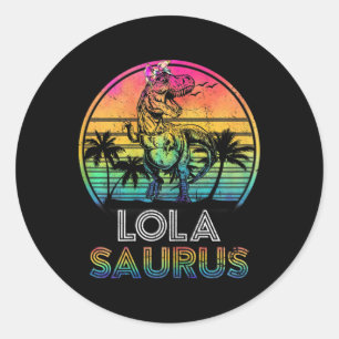 Adesivo Redondo Womens Lolasaurus Dinosaur Lola Saurus Família Mat