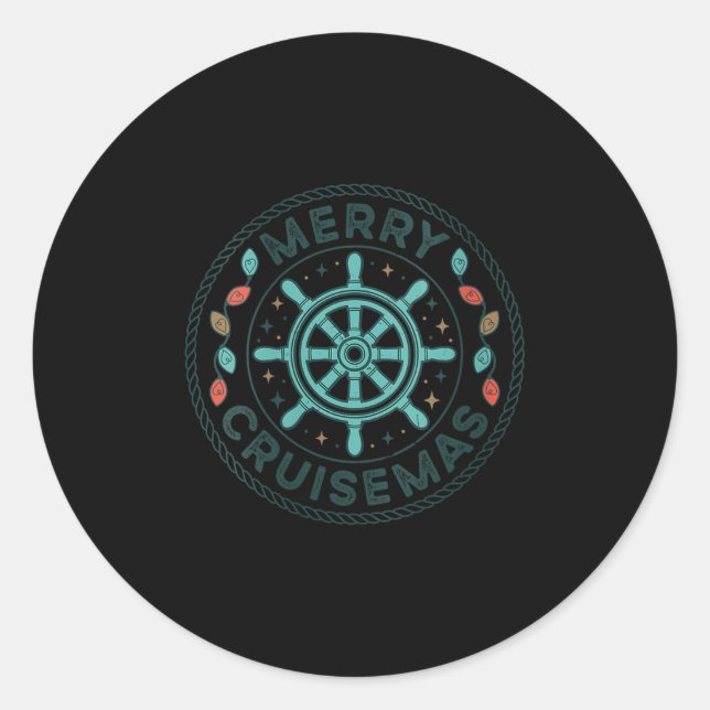 Adesivo Redondo Womens Merry Cruisemas Cruise Mas Matching Family  (Frente)