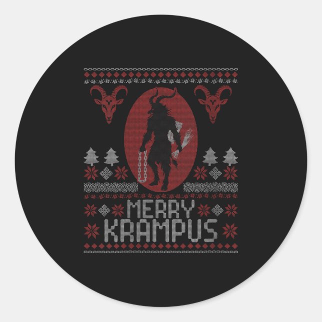 Adesivo Redondo Womens Merry Krampus Horror Creepy Evil Funny Ugly (Frente)