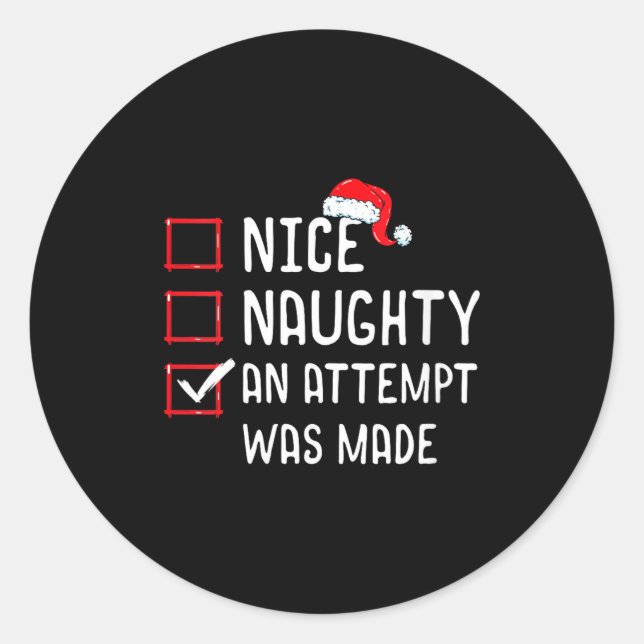 Adesivo Redondo Womens Nice Naughty An Attempt Was Made Christmas  (Frente)