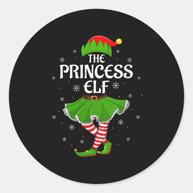 Adesivo Redondo Womens Princess Elf Christmas Family Girls Women E (Frente)