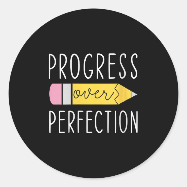 Adesivo Redondo Womens Progress Over Perfection Motivational Teach (Frente)