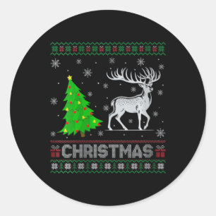 Adesivo Redondo Womens Reindeer Xmas Tree Lighting Feia Natal