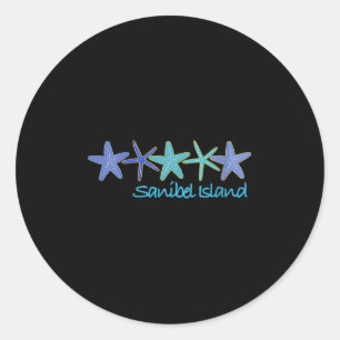 Adesivo Redondo Womens Sanibel Island Tropical Vacay Beach V-ne