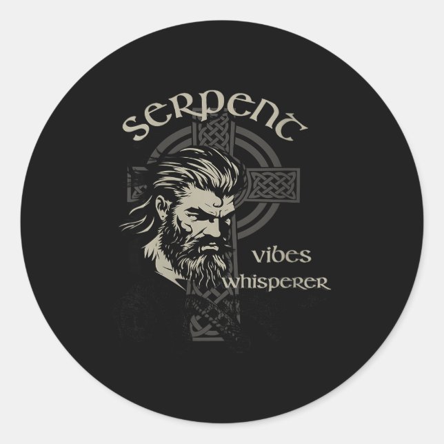 Adesivo Redondo Womens Serpent Vibes Whisperer Nordic Mystic Beard (Frente)