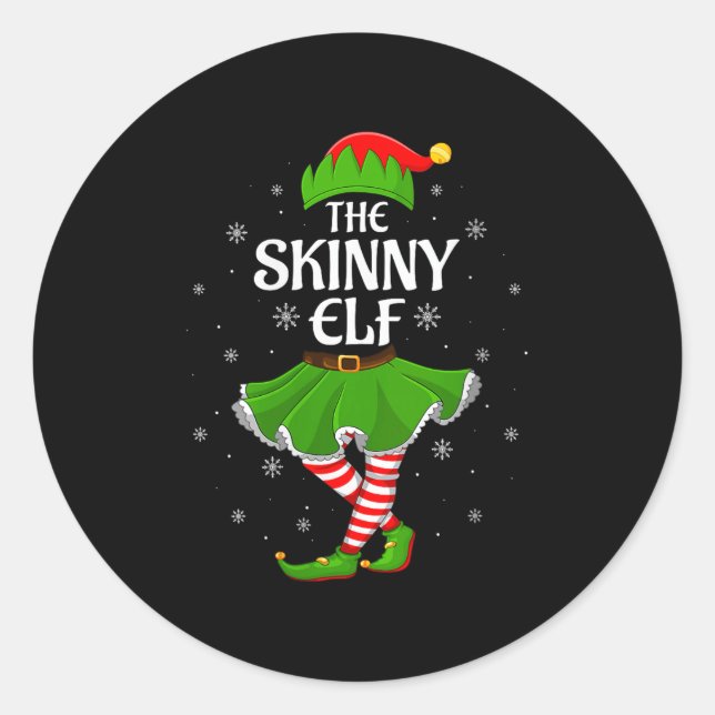 Adesivo Redondo Womens Skinny Elf Christmas Family Girls Women Elf (Frente)