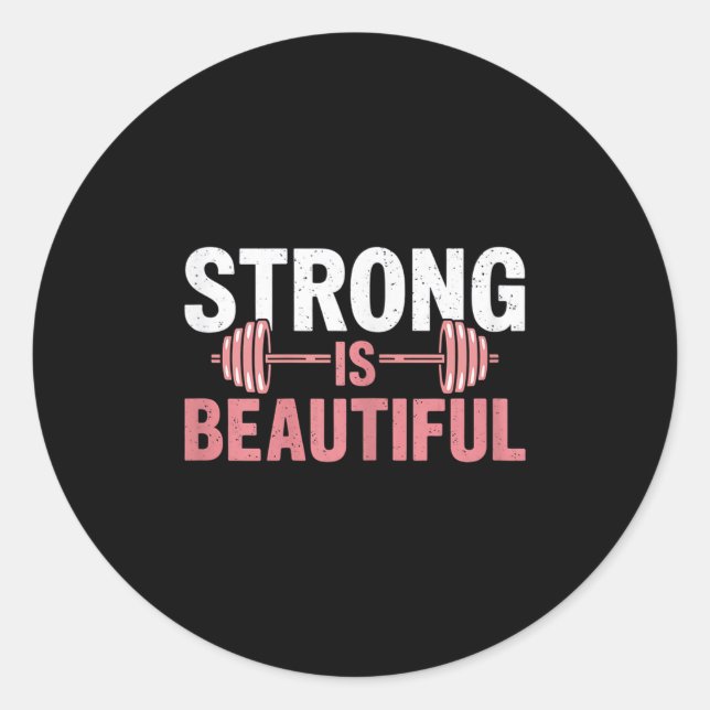 Adesivo Redondo Womens Strong Is Beautiful Gym Fitness Motivationa (Frente)