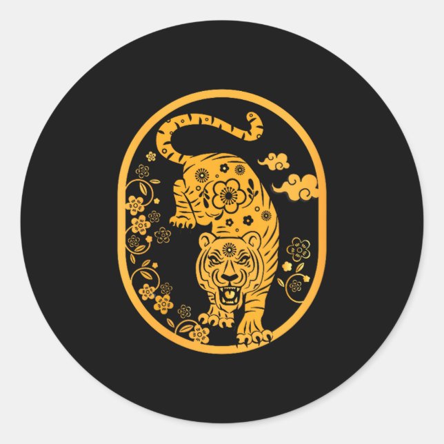 Adesivo Redondo Womens Traditional Art Chinese New Year 2022 Year  (Frente)