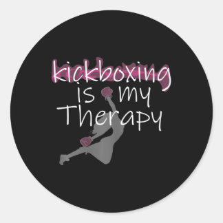 Adesivo Redondo Womens Womens Kickboxing Is My Therapy , Kickboxin