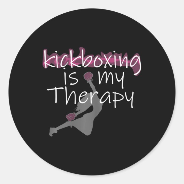 Adesivo Redondo Womens Womens Kickboxing Is My Therapy , Kickboxin (Frente)