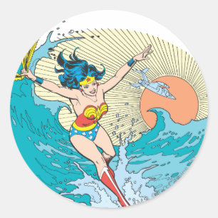 Adesivo Redondo Wonder Woman Ocean Sky
