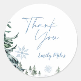 Adesivo Redondo Wonderland de inverno Obrigado