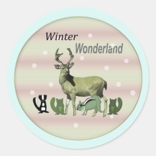 Adesivo Redondo Wonderland Deer Willife Round Sticker