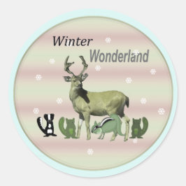 Adesivo Redondo Wonderland Deer Willife Round Sticker