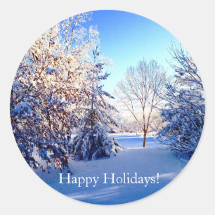 Adesivo Redondo Wonderland Happy Holidkers Winter