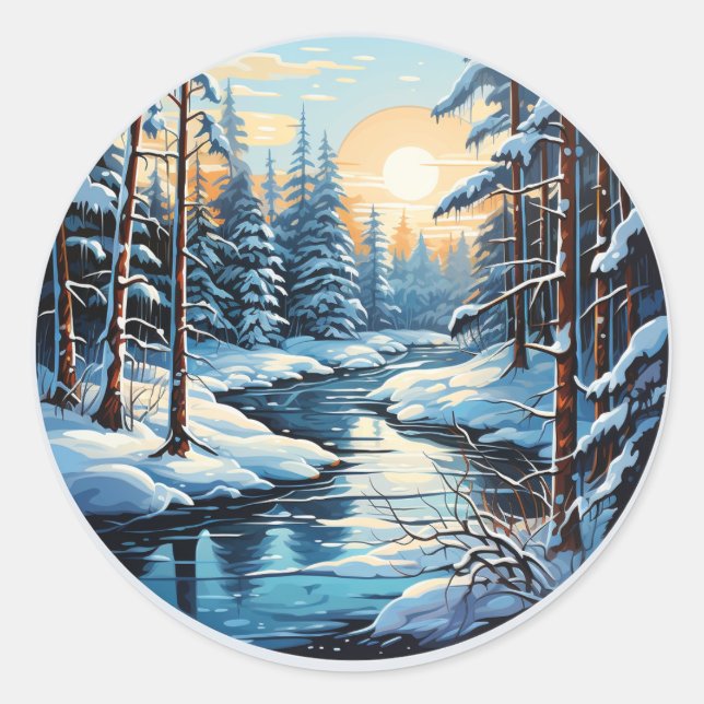 Adesivo Redondo Wonderland Pine Forest Sticker (Frente)