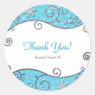 Adesivo Redondo Wonderland Silver Swirls Brilhante Azul