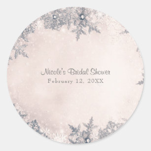 Adesivo Redondo Wonderland Snowflakes Creamy White Elegante