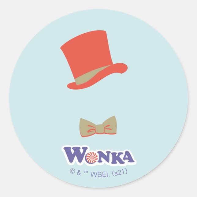 Adesivo Redondo Wonka Top Hat e Arco Tie (Frente)