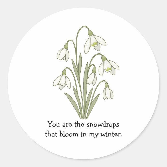 Adesivo Redondo Wonky Zoo Lovely Snowdrops Sticker (Frente)