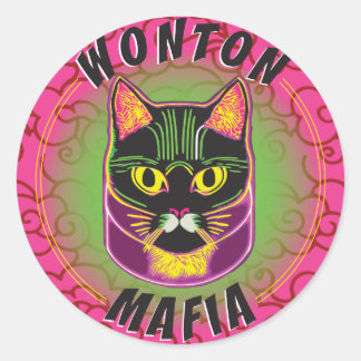 Adesivo Redondo Wonton Mafia Cat Sticker