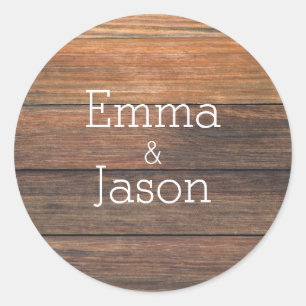Adesivo Redondo Wood Grain Rustic Names