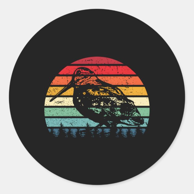 Adesivo Redondo Woodcock Hunter Timberdoodle Bogsucker Hokumpoke (Frente)