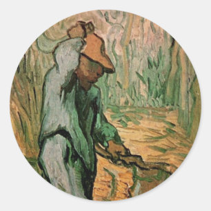 Adesivo Redondo Woodcutter (após Millet), por Vincent van Gogh
