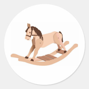 Adesivo Redondo Wooden Rocking Horse