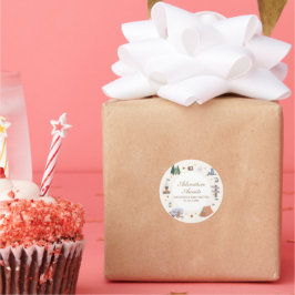 Adesivo Redondo Woodland Adventure aguarda Chá de fraldas de acamp