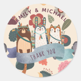 Adesivo Redondo Woodland Animal Stickers for Favors, Envelopes