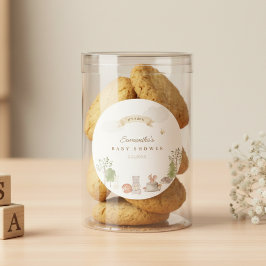 Adesivo Redondo Woodland Animals Baby Shower