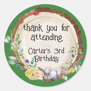 Adesivo Redondo Woodland Baby Birthday