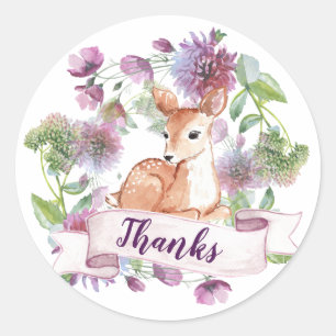 Adesivo Redondo Woodland Deer Classic Round Obrigado Sticker