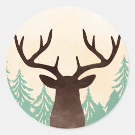 Adesivo Redondo Woodland Deer Mint Green Brown Envelope Seals