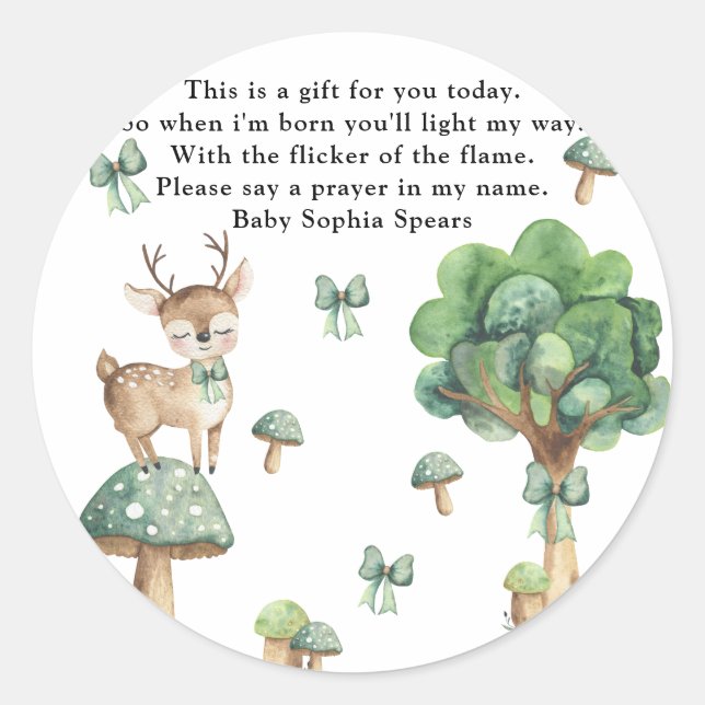 Adesivo Redondo Woodland Deer - Rótulo da vela de oração (Frente)