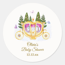 Adesivo Redondo Woodland Fairytale Princess Carriage Baby Shower