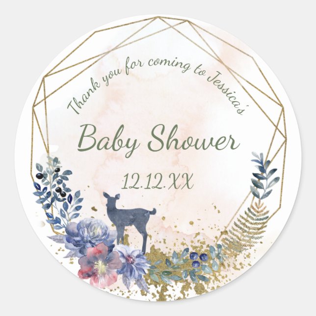 Adesivo Redondo Woodland Floral Deer (Frente)