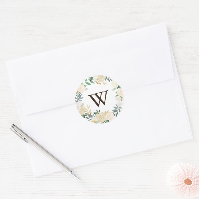 Adesivo Redondo Woodland Floral Wreath Obrigado Vinheiros (Envelope)