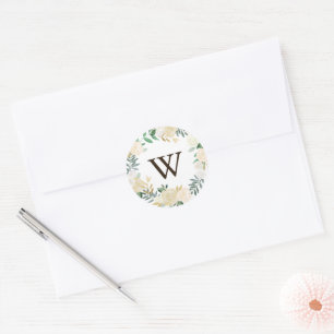 Adesivo Redondo Woodland Floral Wreath Obrigado Vinheiros